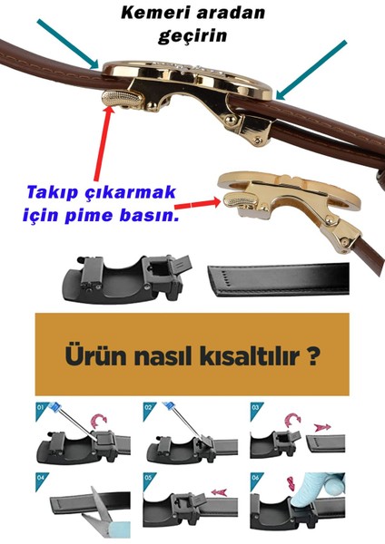 Otomatik Tokalı, Deliksiz Siyah Kadın Kemeri, Pantolon Kemeri, Elbise Kemeri, 2.5 Cm_auto