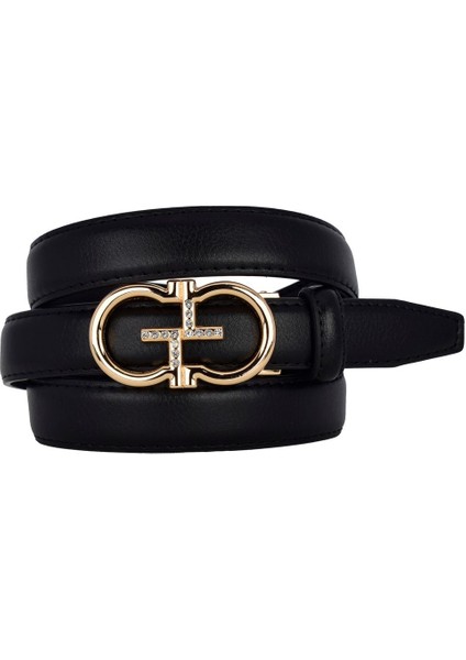 Otomatik Tokalı, Deliksiz Siyah Kadın Kemeri, Pantolon Kemeri, Elbise Kemeri, 2.5 Cm_auto