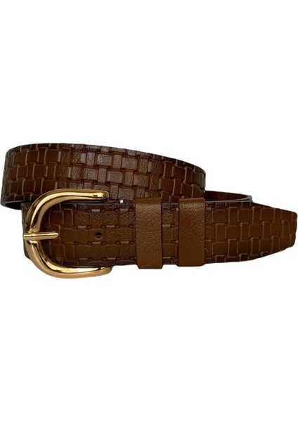 %100 Hakiki Deri, Gold Tokalı Kahverengi Kadın Kot Kemeri 4 Cm=an-Byn-26 fırsatları