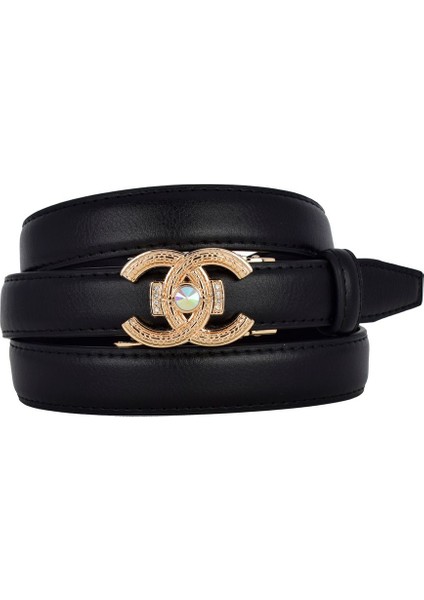 Otomatik Tokalı, Deliksiz Siyah Kadın Kemeri, Pantolon Kemeri, Elbise Kemeri, 2.5 Cm_auto