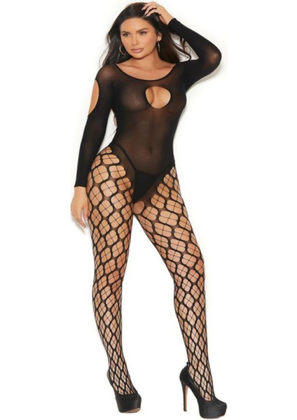 3050 Kadın Fantezi Vücut Çorabı-Siyah