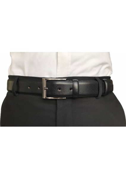 Hakiki Kaliteli Deri 3'lü Set Klasik Kumaş Pantolon Kemeri; Siyah, Lacivert, Kahverengi 3,5 Cm=3kla fırsatları