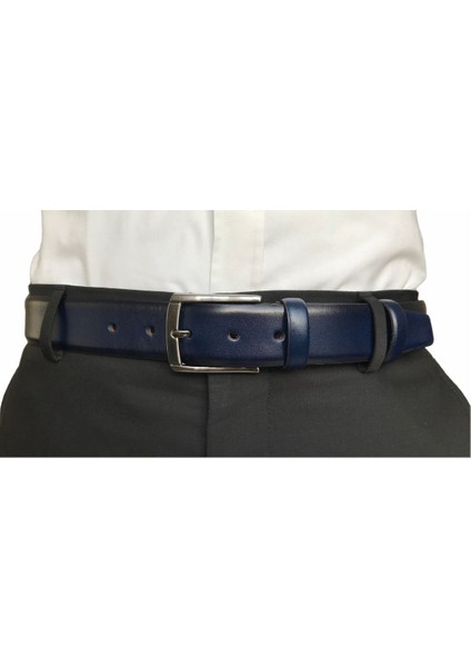 Hakiki Kaliteli Deri 3'lü Set Klasik Kumaş Pantolon Kemeri; Siyah, Lacivert, Kahverengi 3,5 Cm=3kla