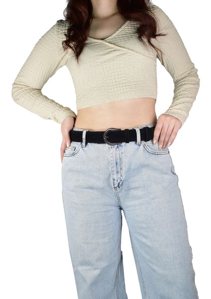 %100 Hakiki Deri, Nikel Renk Tokalı 4 cm Süet Siyah Kadın Kemeri; Kot, Spor Kemer=süet.70.nik.siyah fiyatları