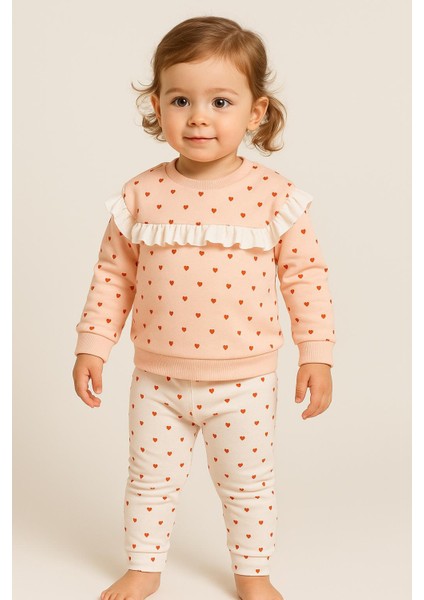 Kız Bebek Çocuk Heart Pattern Bolera Angel Takım