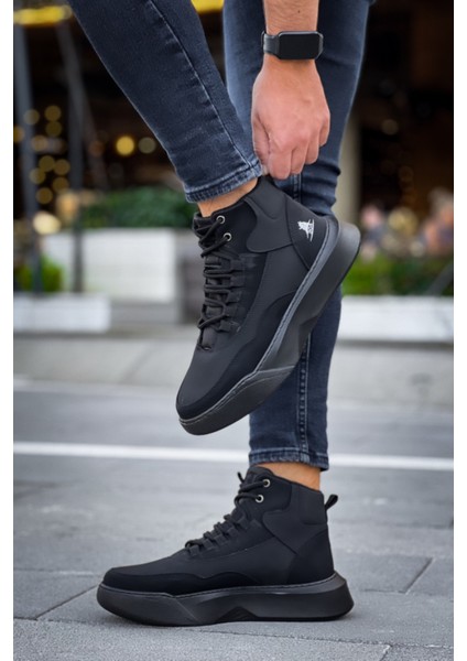 BA0318 Bağcıklı Erkek Yüksek Taban Siyah Taban Spor Bot indirimleri