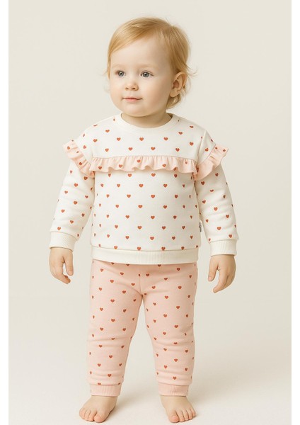 Kız Bebek Çocuk Heart Pattern Bolera Angel Takım