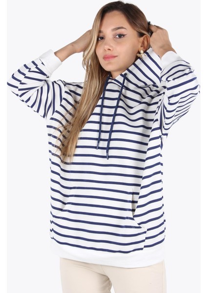 5041 Çizgili Kapşonlu Tunik modelleri