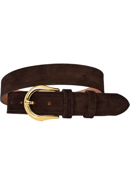 %100 Hakiki Deri, Gold Tokalı 4 cm Süet Koyu Kahverengi Kadın Kemeri; Kot, Spor Kemer=süet.70.koka indirimleri
