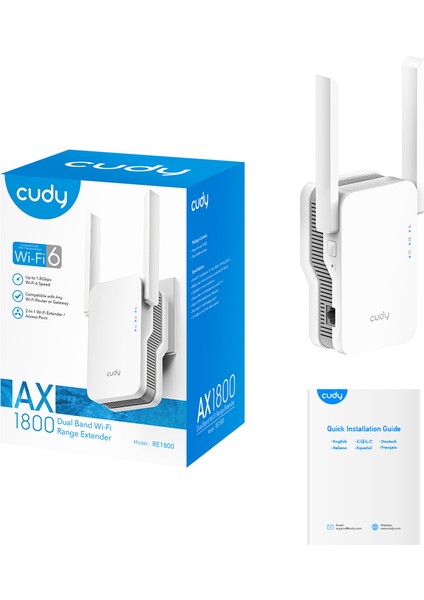 RE1800 AX1800 Wi-Fi 6 1port 2 Anten 2.4/5ghz Indoor Repeater Menzil Genişletici