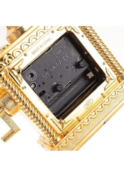 Vintage Telefon Masa Saati Nostaljik Dekoratif Çalar Masa Saat Pilli Gold ve Gümüş Renkleriyle