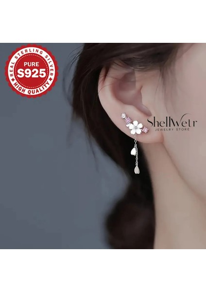 Florella Çiçekli 925 Ayar Gümüş Küpe Sevgilinize ve Annenize Verilecek En Güzel Gümüş Hediyesi