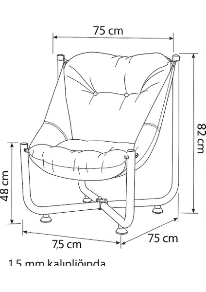 Minderli Metal Sandalye | 82 cm Yükseklik, 75X75 Ölçü | Balkon, Bahçe, Kamp ve Loft Dekorasyon Için Şık & Dayanıklı Oturma Sandalyesi modelleri