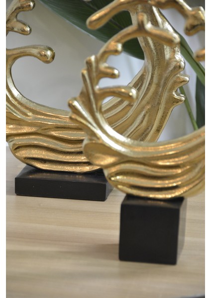 2 Li Alüminyum Döküm Soyut Dekoratif Obje 34CM-32 cm Gold modelleri