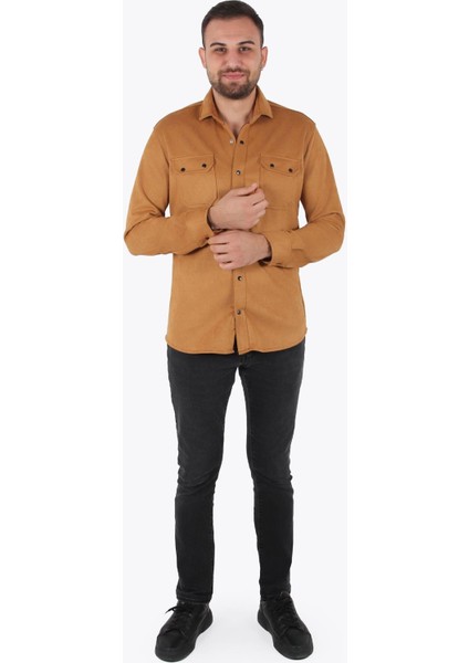 16463 Çift Cep Süet Kaplama Gömlek modelleri