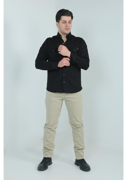 16805 Çift Cep Kapaklı Örme Gömlek indirimleri