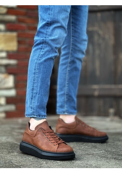 BA0547 BOA Kalın Yüksek Taban Taba Siyah Bağcıklı Spor Erkek Ayakkabı modelleri