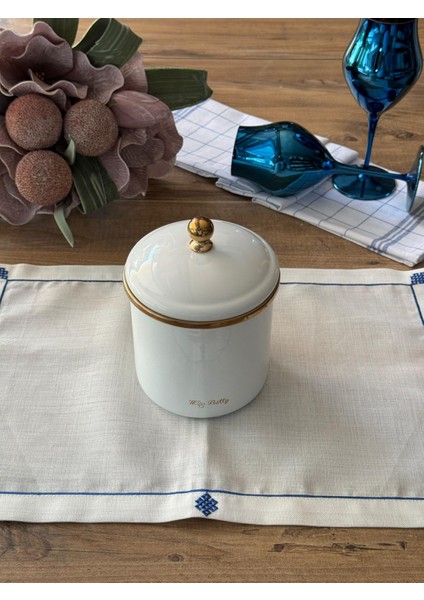 Whıte Pearl Emaye Kavanoz 12 cm