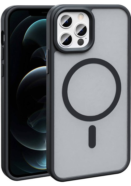 Apple iPhone 13 Pro Max Kılıf M-Safe Şarj Özellikli Mat Arka Yüzey Renkli Silikon Sio Kapak