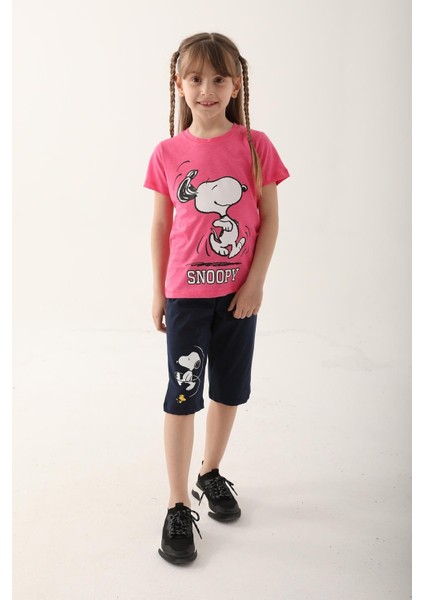 Looney Tunes 640 Snoopy Fuşya Renk Kız Çocuk Kapri Takımı