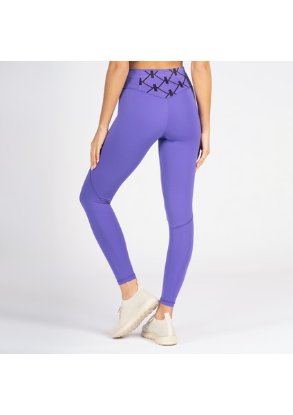 Lila Yüksek Bel Arka Cepli Toprlayıcı Kadın Spor Taytı fırsatları