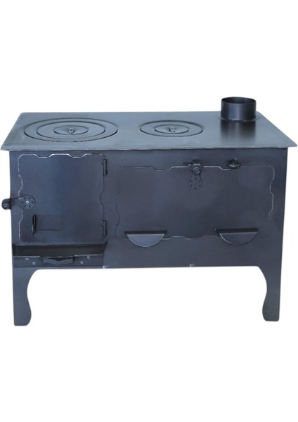 Şehzade Camsız Altaş Kuzine Soba 4 mm Çok Amaçlı Bahçe Tipi Kuzine Soba Özel El Yapımı Soba