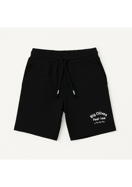 Erkek Çocuk Pamuklu Siyah Baskılı Cepli Şort fiyatları