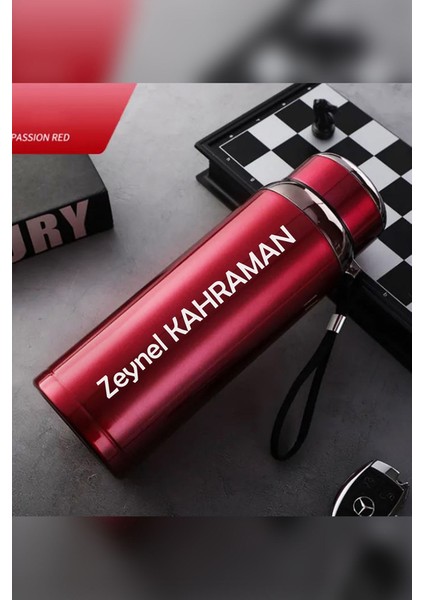 1 Litre Paslanmaz Çelik Isim Baskılı Termos 12 Saat Sıcak Soğuk Tutma Dayanıklı Yapı fiyatları