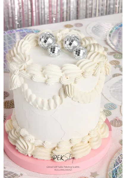 Pasta Süsü Disko Topu 4lü Set 2 Adet 3cm 2 Adet 4cm