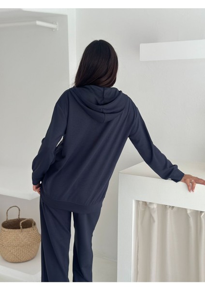 Kapüşonlu Fermuarlı Geniş Paça Modal Kumaş Eşofman Takım indirimleri