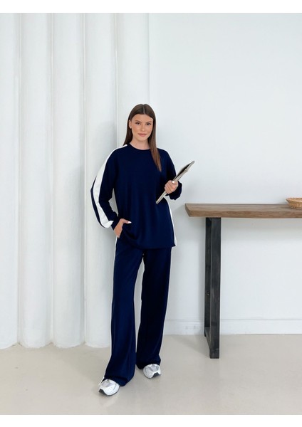 Geniş Şerit Detaylı Oversize Geniş Paça Modal Kumaş Eşofman Takım fiyatları