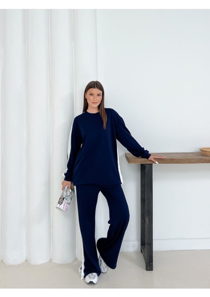 Geniş Şerit Detaylı Oversize Geniş Paça Modal Kumaş Eşofman Takım fırsatları