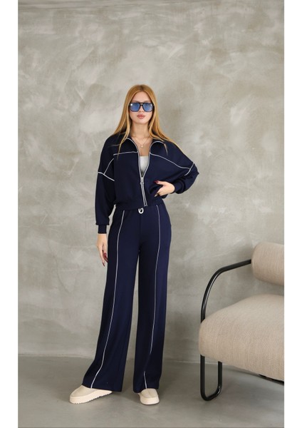 Biyeli Fermuarlı Geniş Paça Modal Kumaş Eşofman Takım