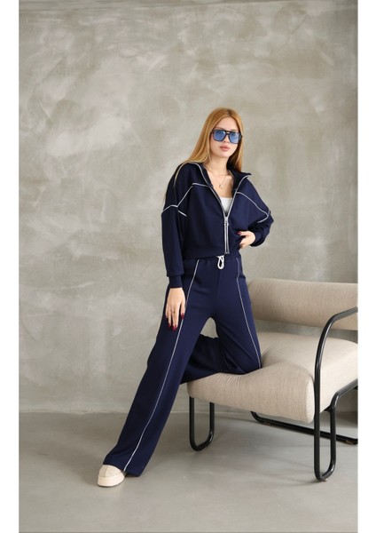 Biyeli Fermuarlı Geniş Paça Modal Kumaş Eşofman Takım indirimleri