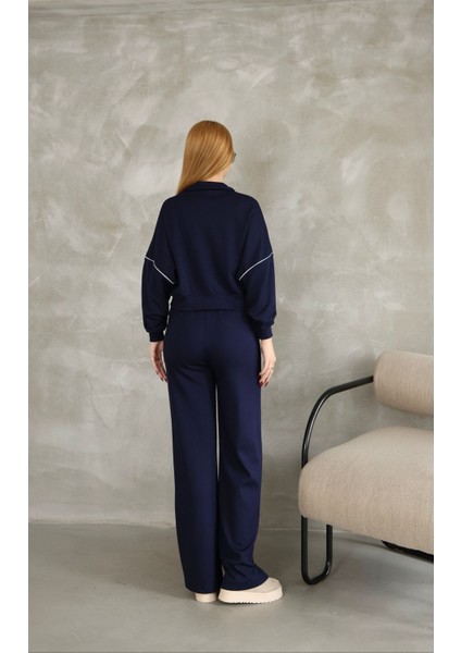 Biyeli Fermuarlı Geniş Paça Modal Kumaş Eşofman Takım