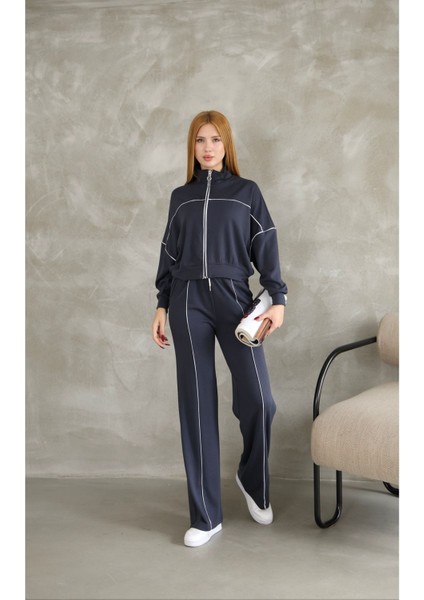 Bi̇yeli̇ Fermuarli Geni̇ş Paça Modal Kumaş Eşofman Takim modelleri