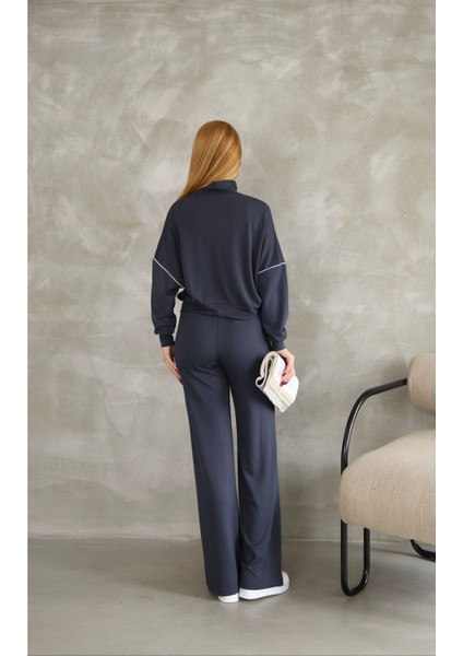 Bi̇yeli̇ Fermuarli Geni̇ş Paça Modal Kumaş Eşofman Takim