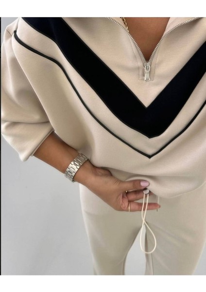 Dik Yaka Yarım Fermarlı Garnili Modal Kumaş Takım fırsatları