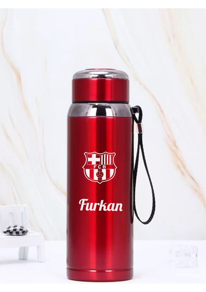 1 Litre Paslanmaz Çelik Takım Baskılı Termos 12 Saat Sıcak Soğuk Tutma Dayanıklı Yapı