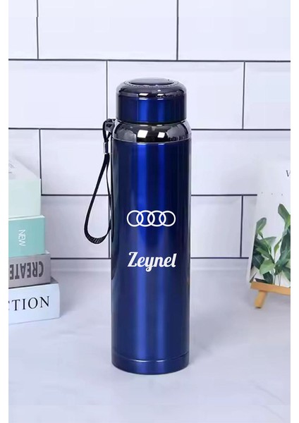 1 Litre Paslanmaz Çelik Araç Baskılı Termos 12 Saat Sıcak Soğuk Tutma Dayanıklı Yapı