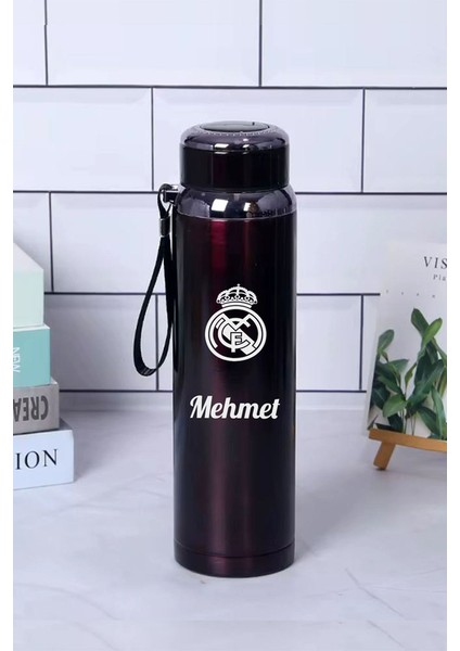 1 Litre Paslanmaz Çelik Takım Baskılı Termos 12 Saat Sıcak Soğuk Tutma Dayanıklı Yapı