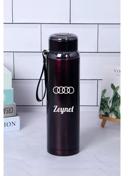 1 Litre Paslanmaz Çelik Araç Baskılı Termos 12 Saat Sıcak Soğuk Tutma Dayanıklı Yapı