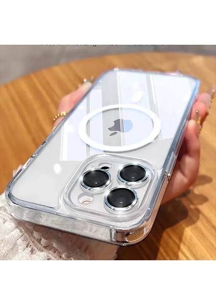 Iphone 13 Pro Max Uyumlu Sararmaz Sert Şeffaf Magsafe Özellikli Kılıf