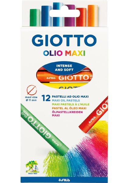Olio Maxi Karton Kutu Yuvarlak Pastel Boya 12 Renk (F293400) (Fla1)