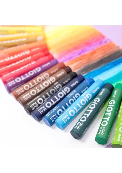 Olio Maxi Karton Kutu Yuvarlak Pastel Boya 12 Renk (F293400) (Fla1) modelleri