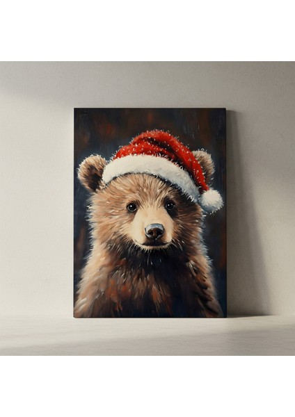 Sevimli Ayı Yavrusu Noel Şapkası Tablosu fiyatları