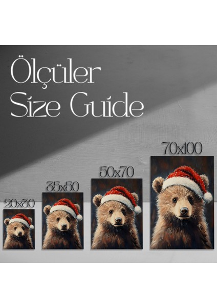 Sevimli Ayı Yavrusu Noel Şapkası Tablosu modelleri