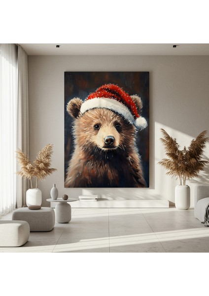 Sevimli Ayı Yavrusu Noel Şapkası Tablosu fırsatları