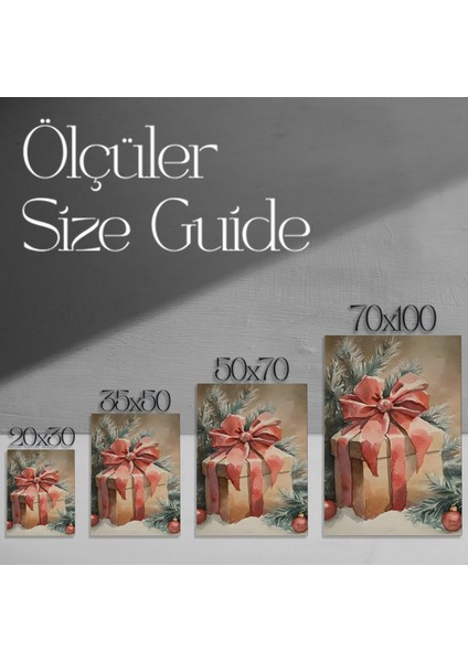 Kış Mevsimi Hediye Kutusu Suluboya Tablosu modelleri