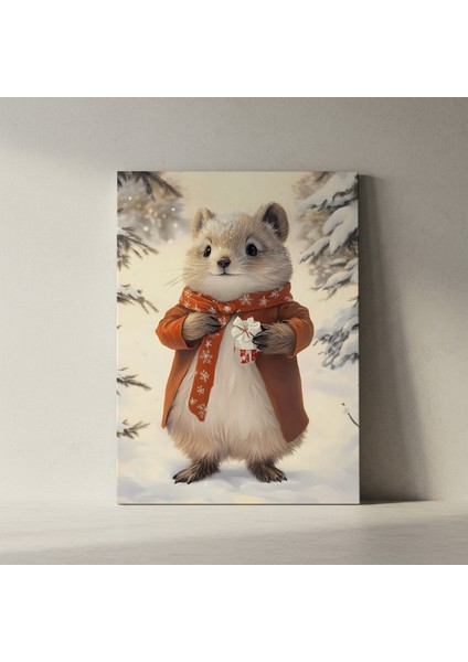 Kışın Karlı Ormanında Hediyeli Sevimli Hayvan Tablosu fiyatları